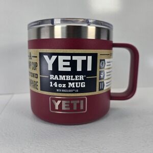 YETI Rambler 14 oz Mug Harvest Red Stainless Steel Vacuum Insulated Camp Cup Lid